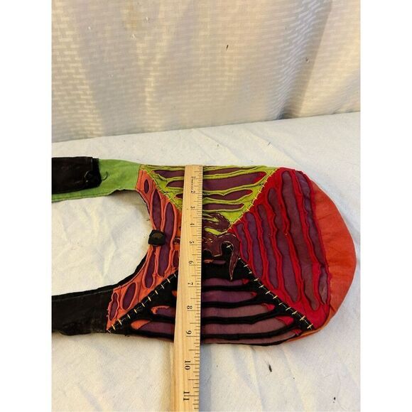 Mini boho zipper bag 10x10 colorful cloth crossbody bag tote - Picture 6 of 8